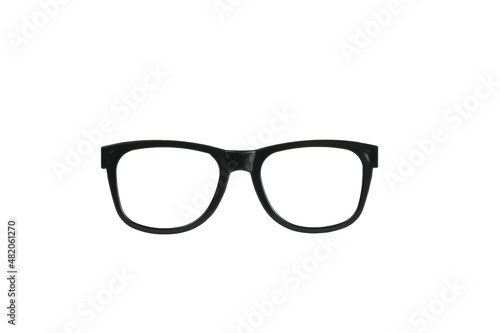 Classic black glasses isolated on a white background.