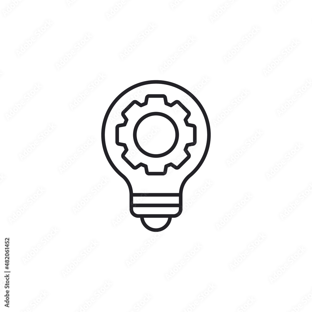 Vector innovation icon. Light bulb and cog inside. Premium quality graphic design element. Modern sign, linear pictogram, outline symbol, simple thin line icon Vector innovation icon. Light bulb and cog inside. Premium quality graphic design element. Modern sign, linear pictogram, outline symbol, simple thin line icon