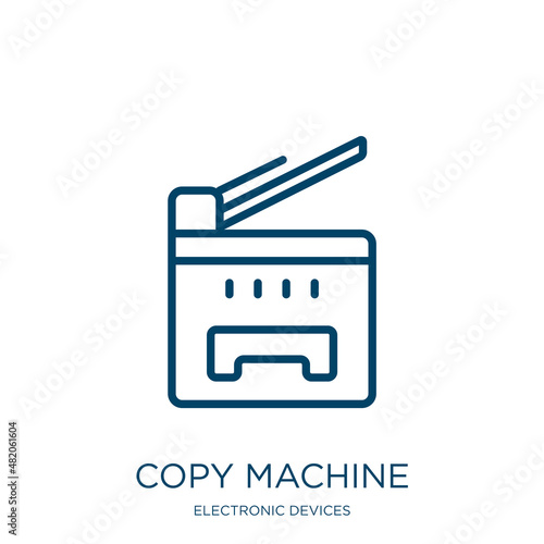 copy machine icon from electronic devices collection. Thin linear copy machine, machine, equipment outline icon isolated on white background. Line vector copy machine sign, symbol for web and mobile