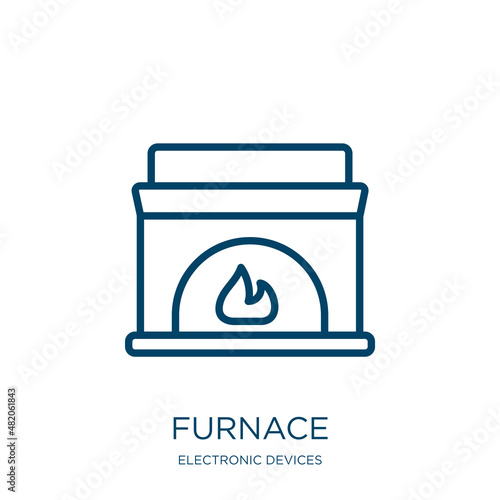 furnace icon from electronic devices collection. Thin linear furnace, equipment, appliance outline icon isolated on white background. Line vector furnace sign, symbol for web and mobile