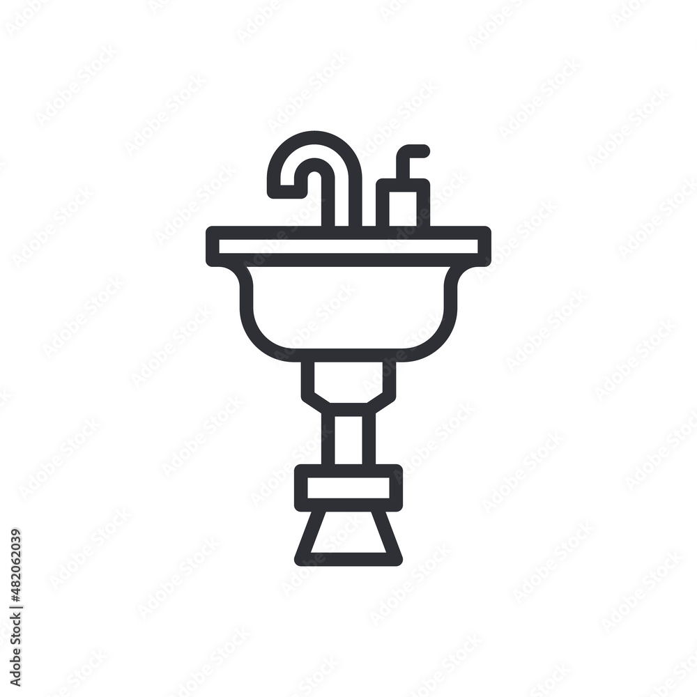Sink icon with white background. Thin line style stock vector. Bathroom, wc, toilet symbol. Vector illustration Sink icon with white background. Thin line style stock vector. Bathroom, wc, toilet symbol. Vector illustration
