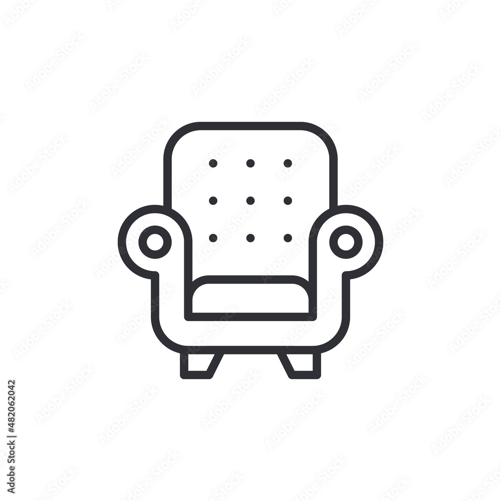 Sofa, couch line icon, outline vector sign, linear style pictogram isolated on white. Furniture symbol, logo illustration. Single sofa Vector icon. Armchair, linear style sign for mobile concept Sofa, couch line icon, outline vector sign, linear style pictogram isolated on white. Furniture symbol, logo illustration. Single sofa Vector icon. Armchair, linear style sign for mobile concept