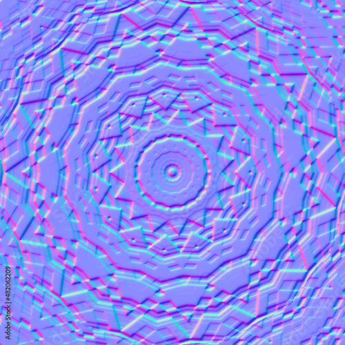 Beautiful multicolor abstract geometric kaleidoscope background, normal map, 3d rendered