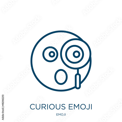 curious emoji icon from emoji collection. Thin linear curious emoji, curious, face outline icon isolated on white background. Line vector curious emoji sign, symbol for web and mobile