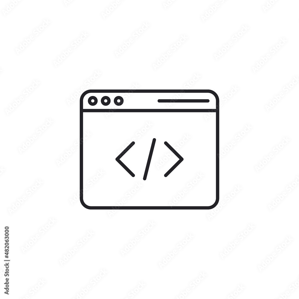 Website script code line style icon for application and website. Programming icon symbol. Premium quality isolated coding element in trendy style. Website script code line style icon for application and website. Programming icon symbol. Premium quality isolated coding element in trendy style.