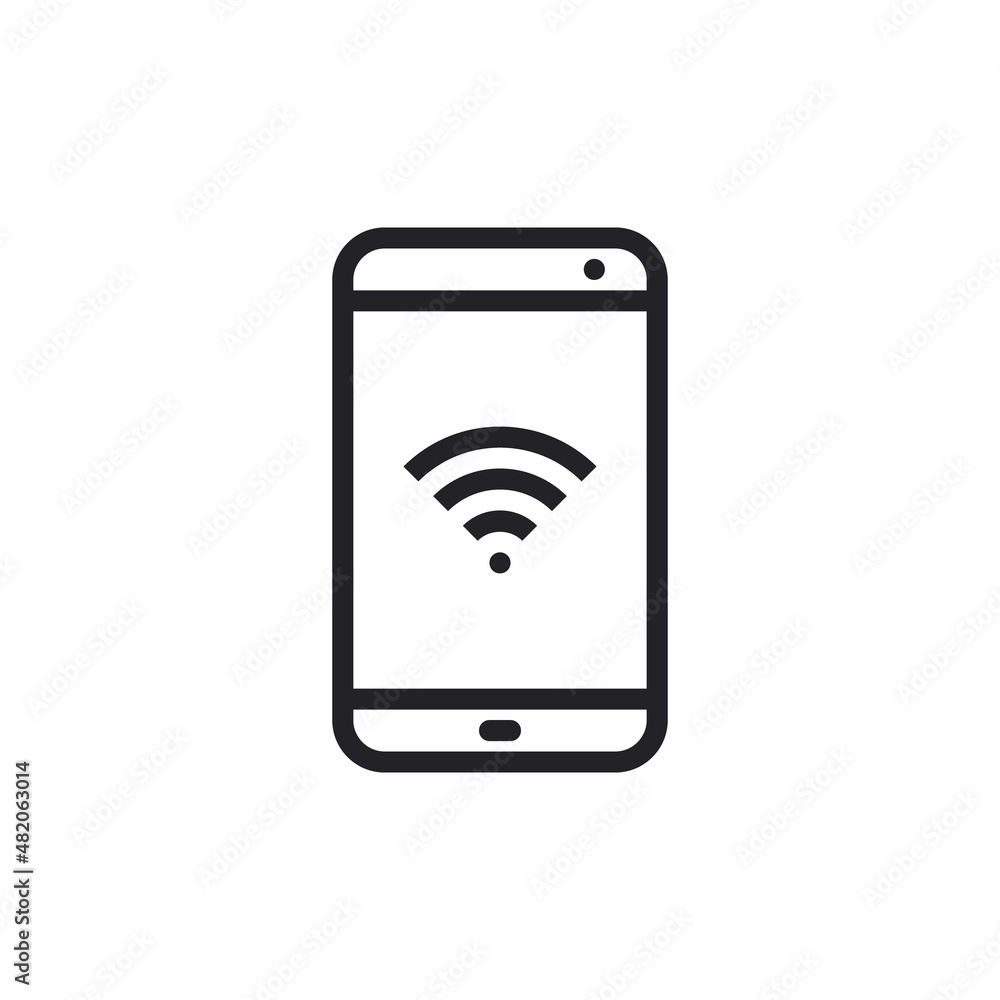 Wifi signal icon wireless symbol connection. Web network connect logo sign. Isolated on white background. Mobile Wifi Signal Icon Vector Illustration. Mobile wifi connection line icon Wifi signal icon wireless symbol connection. Web network connect logo sign. Isolated on white background. Mobile Wifi Signal Icon Vector Illustration. Mobile wifi connection line icon