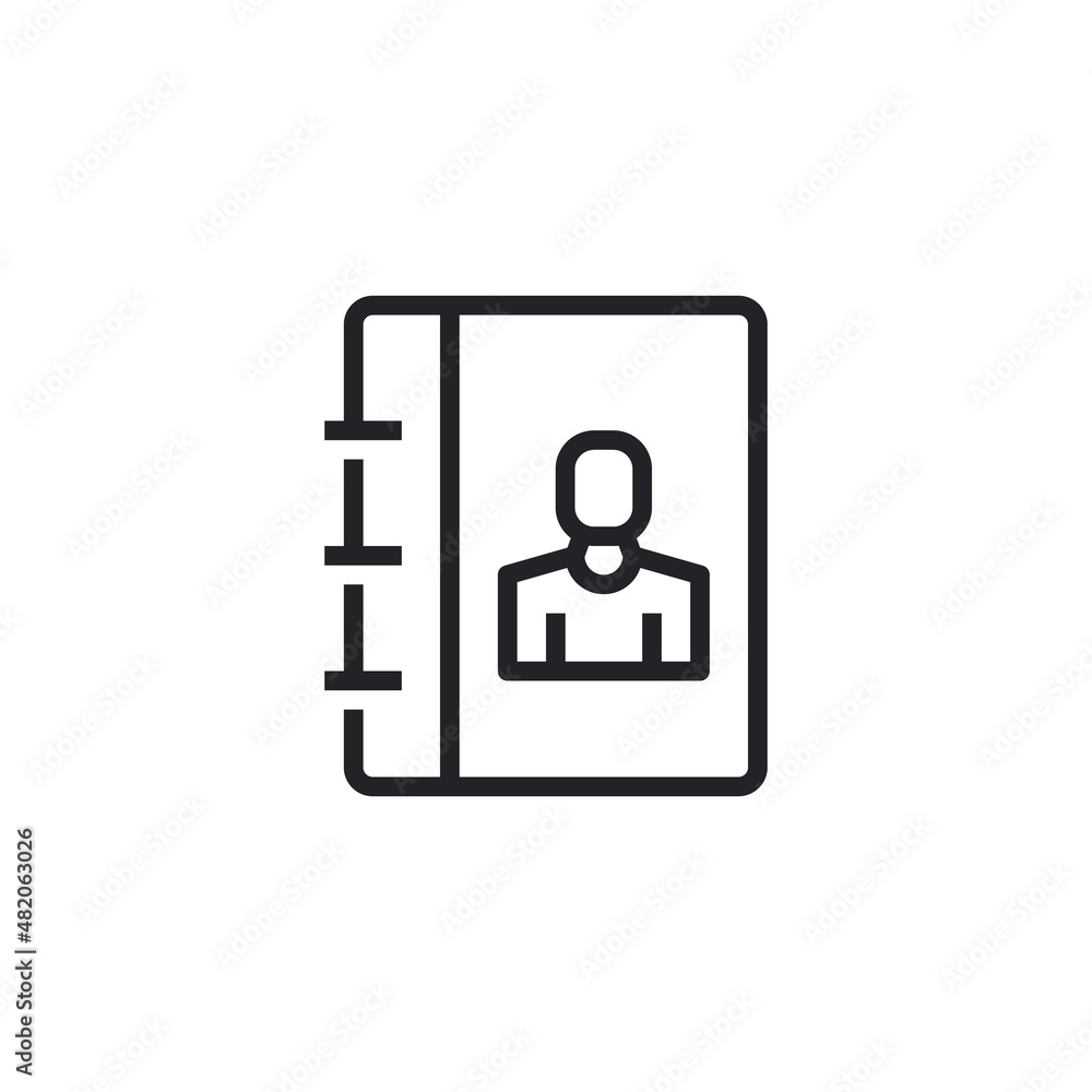 Address book icon. Contact note flat vector illustration on white background. Phone book vector graphics icon Address book icon. Contact note flat vector illustration on white background. Phone book vector graphics icon