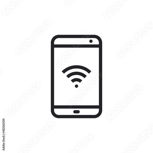 Wifi signal icon wireless symbol connection. Web network connect logo sign. Isolated on white background. Mobile Wifi Signal Icon Vector Illustration. Mobile wifi connection line icon