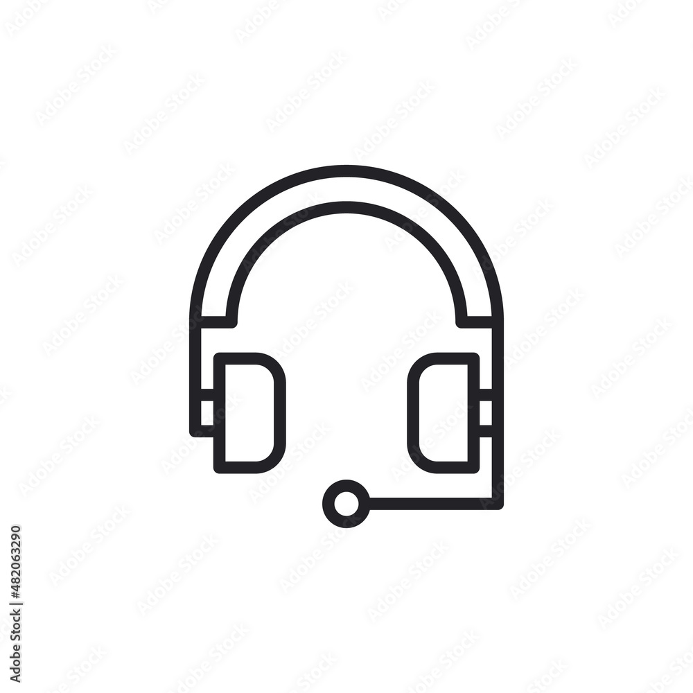 Music headphones icon. Headphones earphones flat icon. Headset silhouette Music headphones icon. Headphones earphones flat icon. Headset silhouette