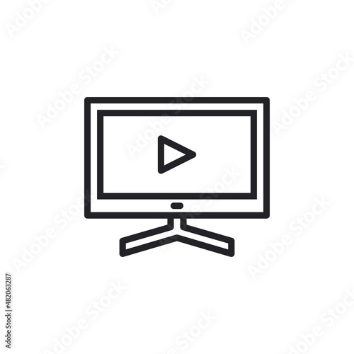 monitor led tv icon vector isolated white. Led tv icon, outline style. led tv vector icon isolated on white background. Outline, thin line led tv icon for website design and mobile, app development.