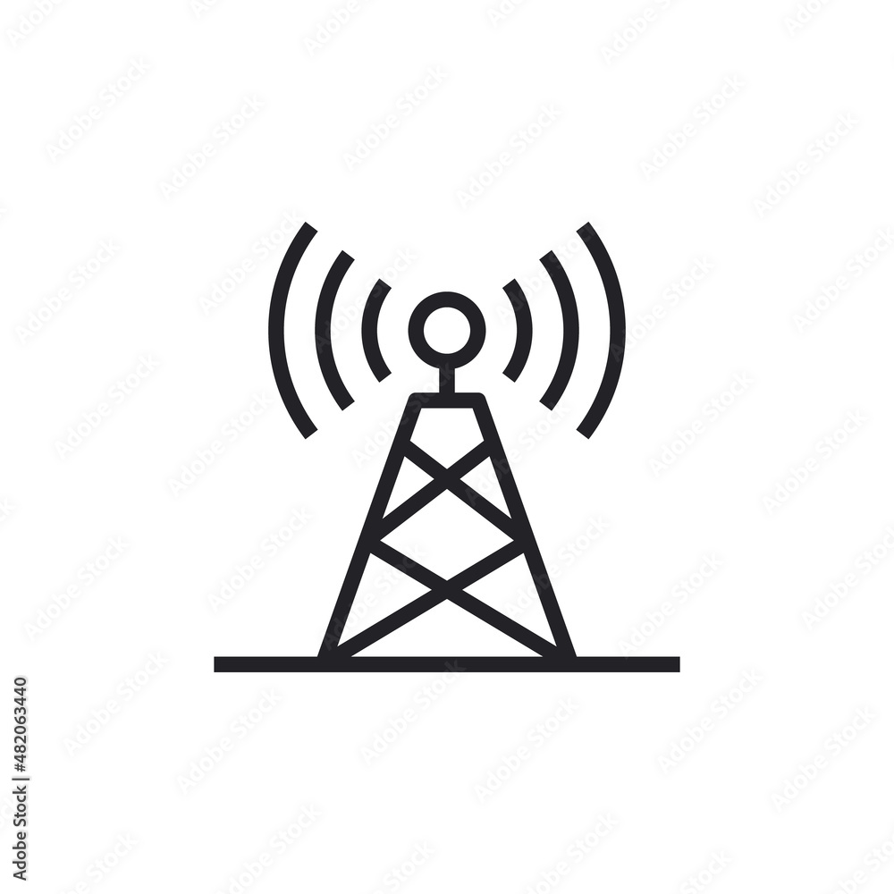 Signal tower icon, outline style. Tower signal icon vector illustration logo template for many purpose. Isolated on white background. Communication tower vector icon Signal tower icon, outline style. Tower signal icon vector illustration logo template for many purpose. Isolated on white background. Communication tower vector icon