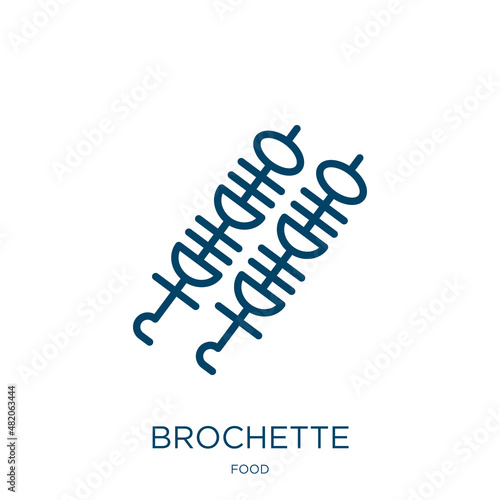 brochette icon from food collection. Thin linear brochette, grill, meat outline icon isolated on white background. Line vector brochette sign, symbol for web and mobile