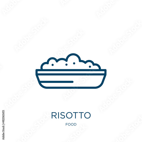 risotto icon from food collection. Thin linear risotto, cheese, menu outline icon isolated on white background. Line vector risotto sign, symbol for web and mobile