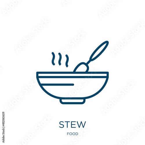 stew icon from food collection. Thin linear stew, pot, cooking outline icon isolated on white background. Line vector stew sign, symbol for web and mobile