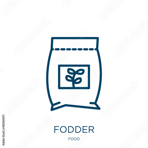 fodder icon from food collection. Thin linear fodder, cartoon, bowl outline icon isolated on white background. Line vector fodder sign, symbol for web and mobile