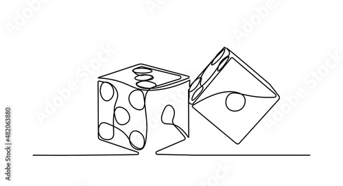 Two dices one line vector illustartion