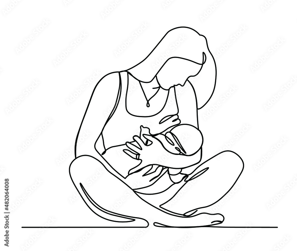 Mom and Baby Breast Feeding 1 Stock Vector - Illustration of human,  breastfeed: 58789479