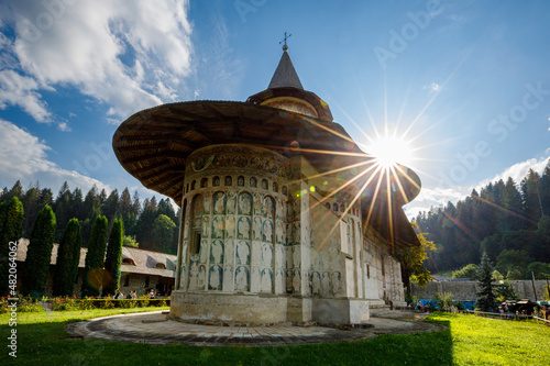 The orthodox monastery of Voronet in Romania photo