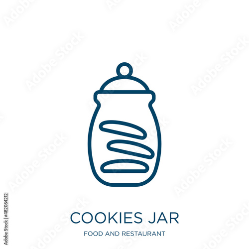 cookies jar icon from food and restaurant collection. Thin linear cookies jar, jar, cookie outline icon isolated on white background. Line vector cookies jar sign, symbol for web and mobile