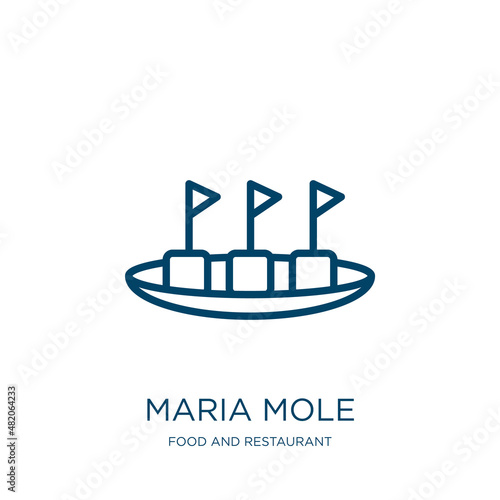 maria mole icon from food and restaurant collection. Thin linear maria mole, food and restaurant, religious outline icon isolated on white background. Line vector maria mole sign, symbol for web and