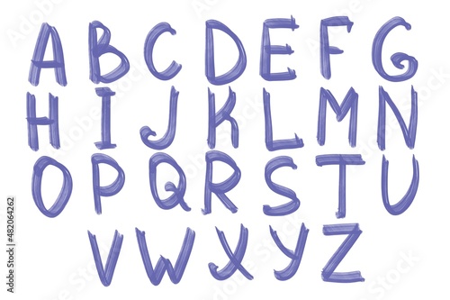 hand drawn alphabet very peri color