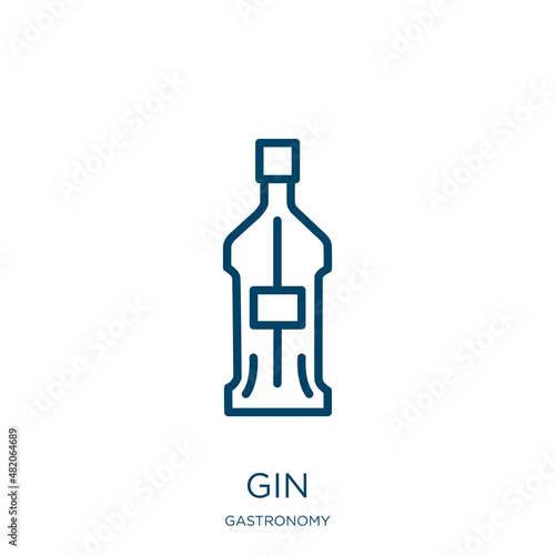 gin icon from gastronomy collection. Thin linear gin, bar, alcohol outline icon isolated on white background. Line vector gin sign, symbol for web and mobile