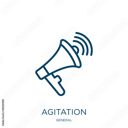 agitation icon from general collection. Thin linear agitation, character, agitator outline icon isolated on white background. Line vector agitation sign, symbol for web and mobile