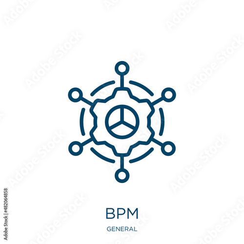 bpm icon from general collection. Thin linear bpm, business, smartwatch outline icon isolated on white background. Line vector bpm sign, symbol for web and mobile