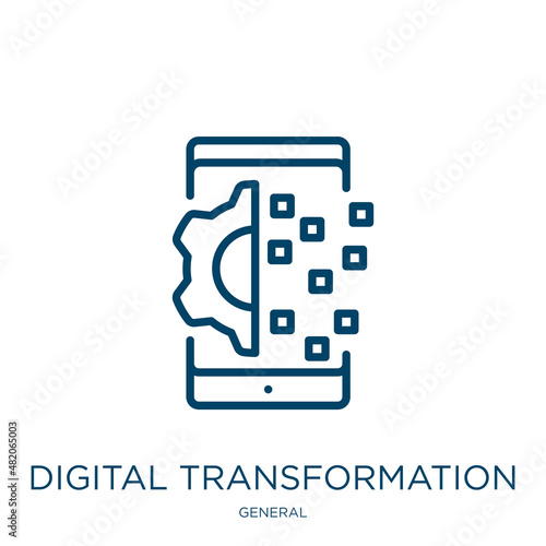 digital transformation icon from general collection. Thin linear digital transformation, digital, technology outline icon isolated on white background. Line vector digital transformation sign, symbol