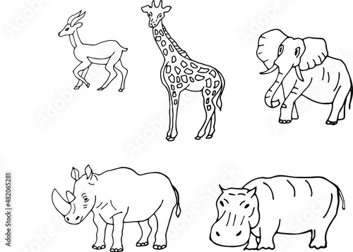 Savannah animals for your design. Drawn by hand.