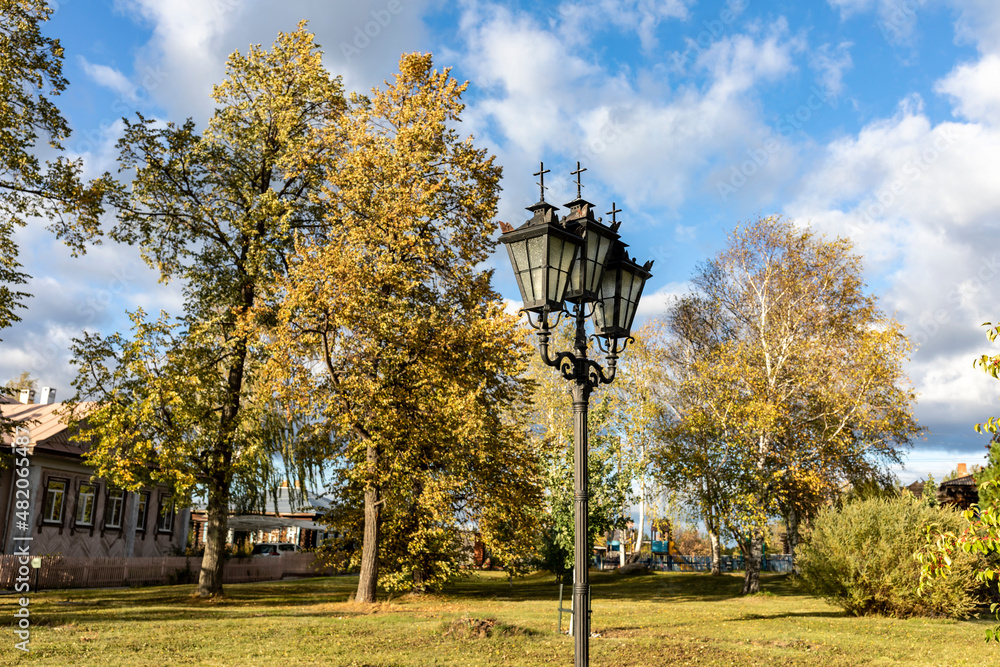 Old street lamp in autumn