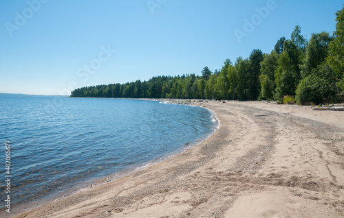 Fototapeta Naklejka Na Ścianę i Meble -  Sandy beach of Lake Segozero in summer, Karelia, Russia