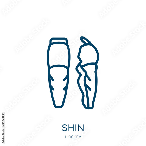 shin icon from hockey collection. Thin linear shin, bright, shine outline icon isolated on white background. Line vector shin sign, symbol for web and mobile