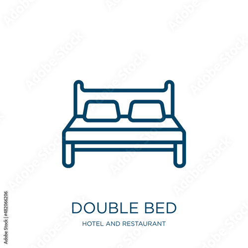 double bed icon from hotel and restaurant collection. Thin linear double bed, bed, hostel outline icon isolated on white background. Line vector double bed sign, symbol for web and mobile