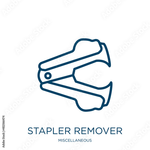 stapler remover icon from miscellaneous collection. Thin linear stapler remover, stapler, remover outline icon isolated on white background. Line vector stapler remover sign, symbol for web and mobile