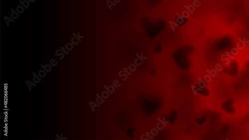 Dark red background with blurred hearts