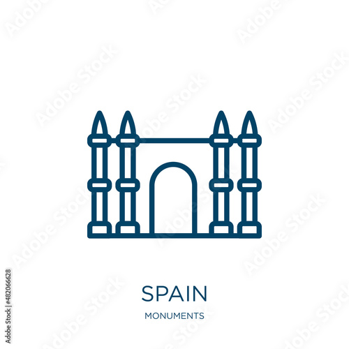 spain icon from monuments collection. Thin linear spain, travel, country outline icon isolated on white background. Line vector spain sign, symbol for web and mobile