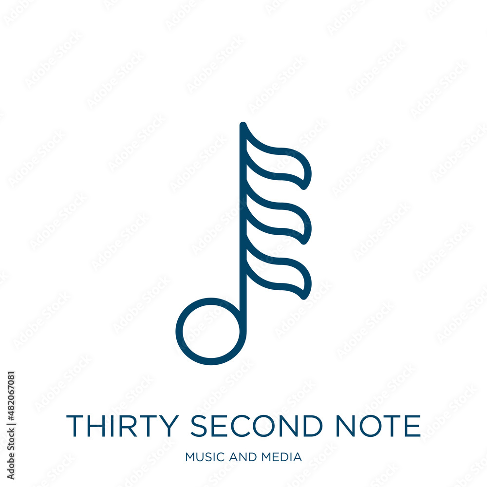 thirty second note icon from music and media collection. Thin linear ...