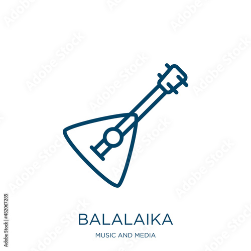 balalaika icon from music and media collection. Thin linear balalaika, traditional, russian outline icon isolated on white background. Line vector balalaika sign, symbol for web and mobile
