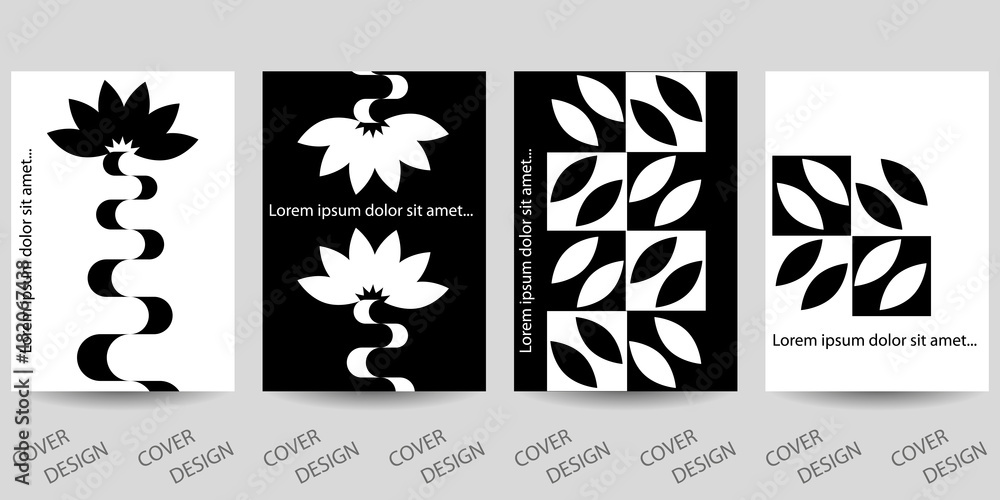 Trendy template for design cover, poster, flyer. Layout set for sales, presentations.  Minimalistic geometric background in black and white. Vector.