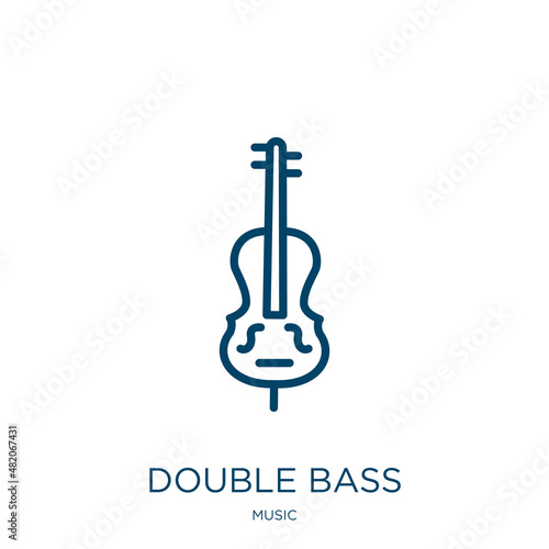 double bass icon from music collection. Thin linear double bass, piano, double outline icon isolated on white background. Line vector double bass sign, symbol for web and mobile