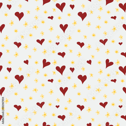 A set of seamless patterns for Valentine's Day measuring 1000 by 1000 pixels with hearts and flowers. © valezar