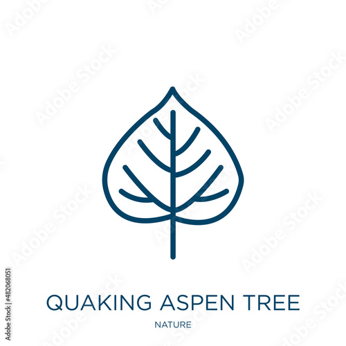 quaking aspen tree icon from nature collection. Thin linear quaking aspen tree, quaking, flora outline icon isolated on white background. Line vector quaking aspen tree sign, symbol for web and mobile