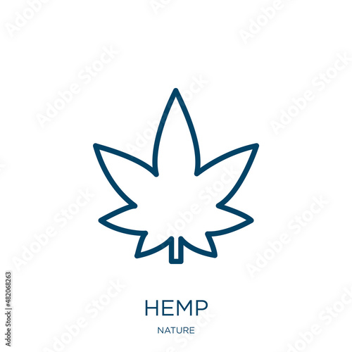 hemp icon from nature collection. Thin linear hemp, medical, herb outline icon isolated on white background. Line vector hemp sign, symbol for web and mobile