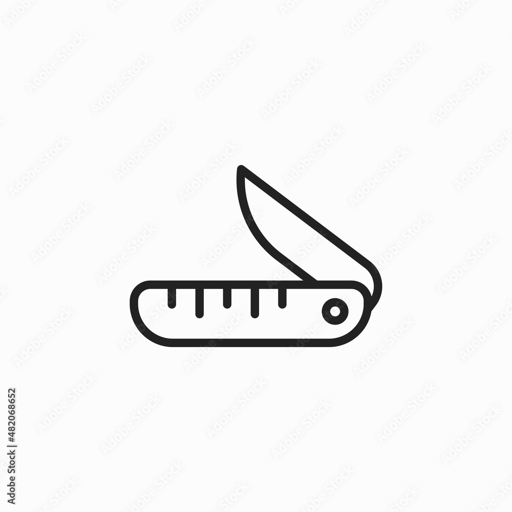 Swiss knife icon line symbol. Premium quality isolated penknife element in trendy style. Travel folding multifunctional knife flat icon Swiss knife icon line symbol. Premium quality isolated penknife element in trendy style. Travel folding multifunctional knife flat icon