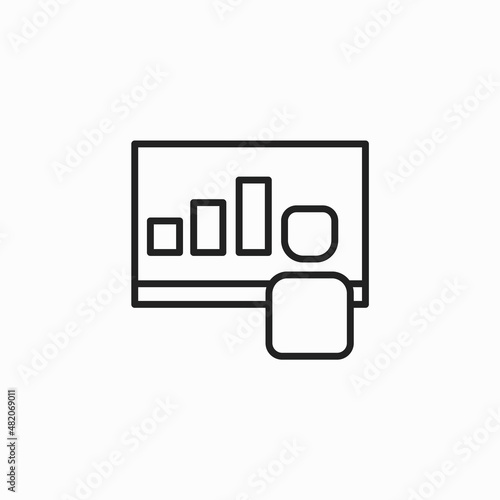 Business Presentation Related Vector Line Icons. presentation icons, meeting, seminar, teamwork, training, presentation. Learning managers classroom lecture conference training presentation class © fanisa