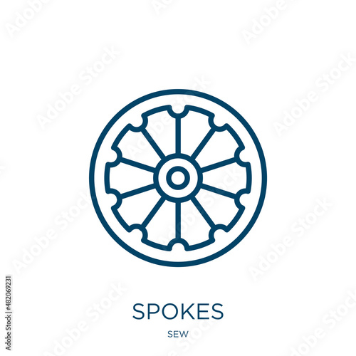 spokes icon from sew collection. Thin linear spokes, spoke, wheel outline icon isolated on white background. Line vector spokes sign, symbol for web and mobile