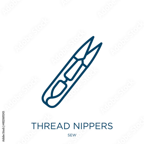 thread nippers icon from sew collection. Thin linear thread nippers, button, bobbin outline icon isolated on white background. Line vector thread nippers sign, symbol for web and mobile