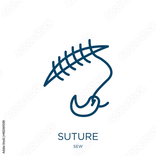 suture icon from sew collection. Thin linear suture, health, hospital outline icon isolated on white background. Line vector suture sign, symbol for web and mobile