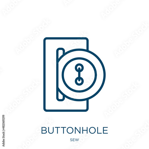 buttonhole icon from sew collection. Thin linear buttonhole, button, seam outline icon isolated on white background. Line vector buttonhole sign, symbol for web and mobile